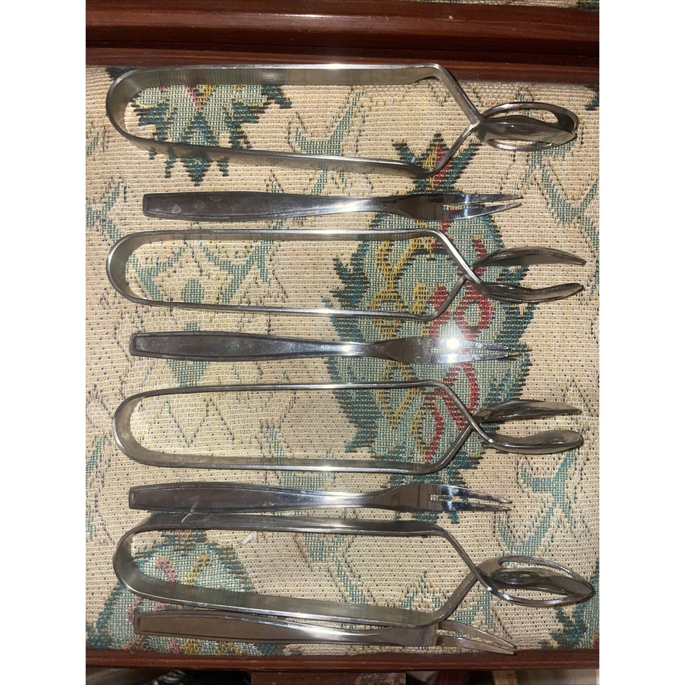 Escargot Tongs And Forks, Set Of Four, German‎ Made Stainless Steel
